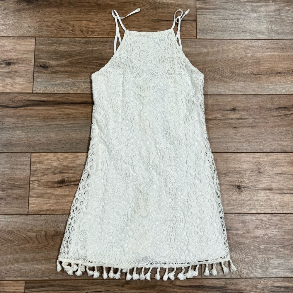 SPEECHLESS Beachy Lined White Short Summer Dress | Size Small